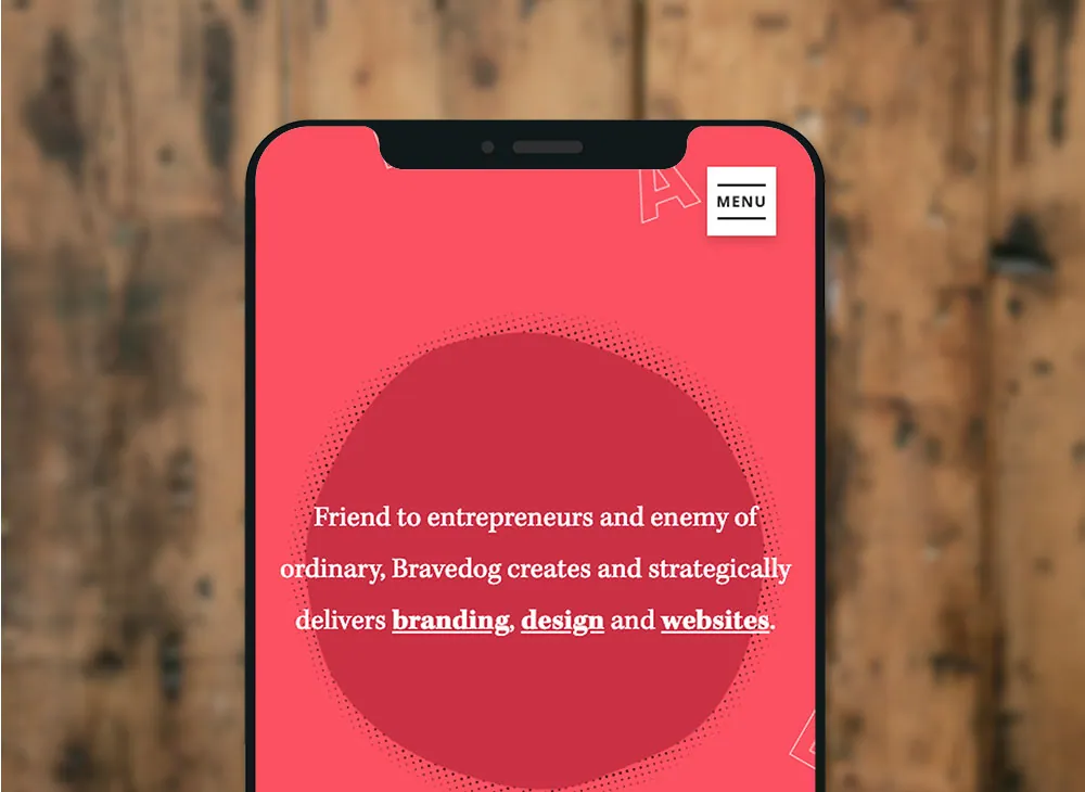 Bravedog mobile website hero image by matt rogers