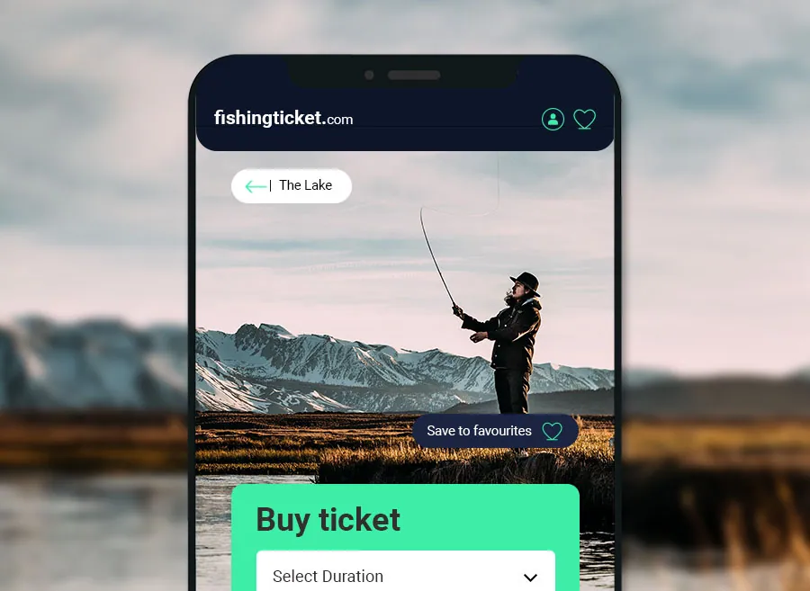 Fishingticket.com website design hero image showing mobile homepage v2
