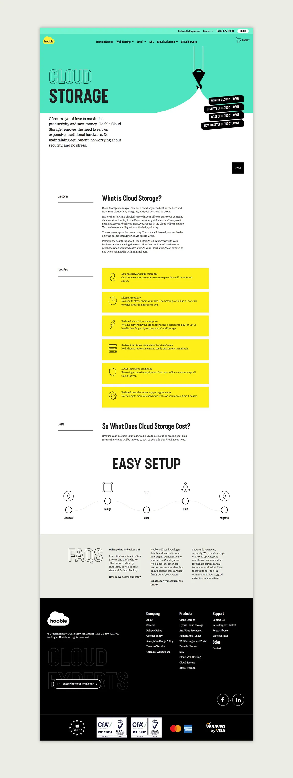 Hooble website example service page design