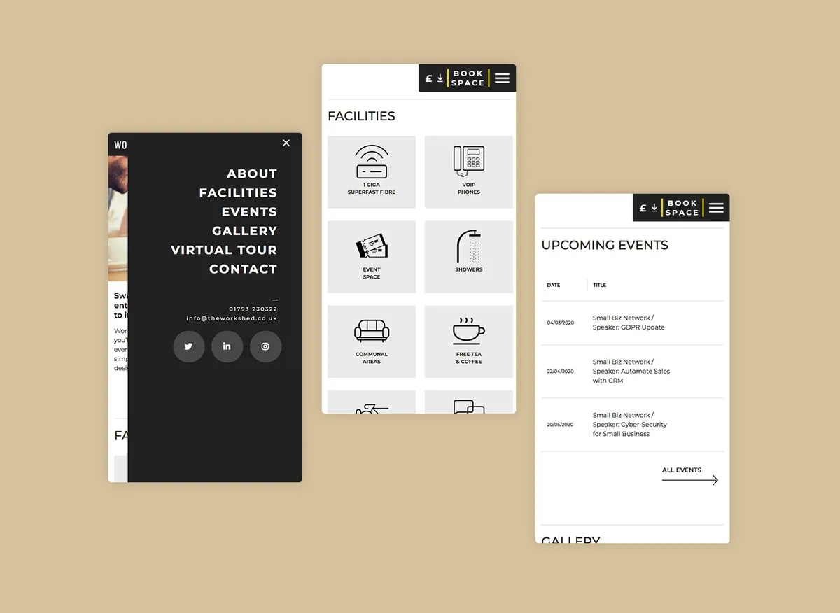 Workshed mobile design examples for desktop by Matt Rogers