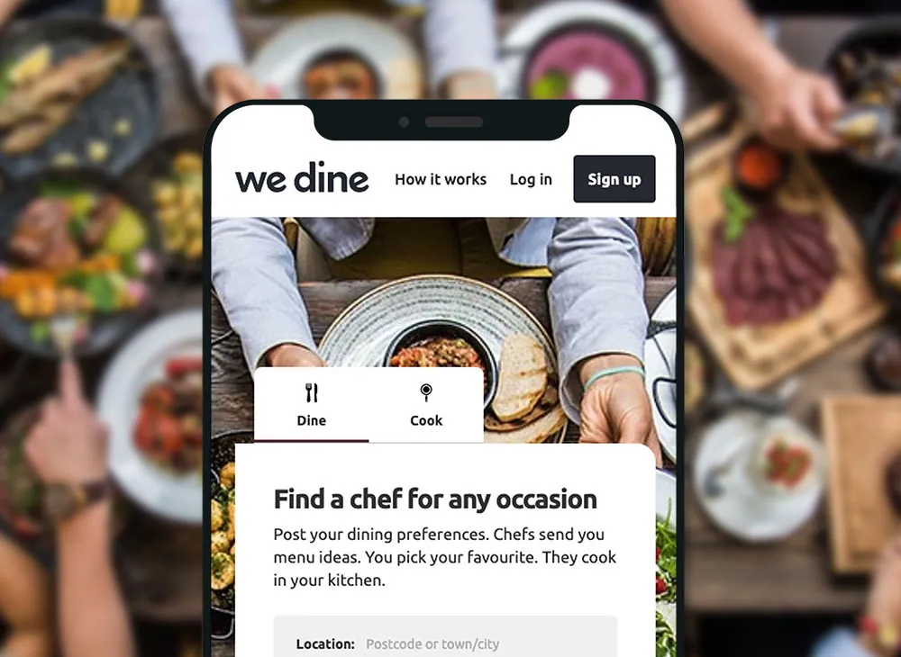 WeDine mobile website hero image by matt rogers