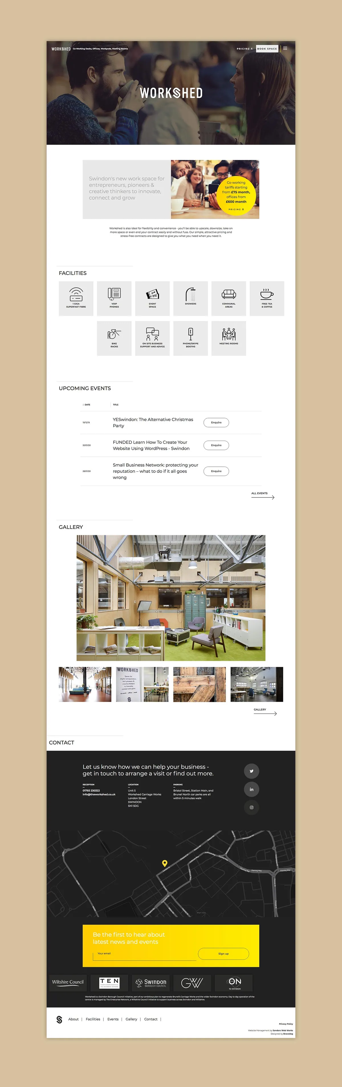 Workshed homepage design for desktop by Matt Rogers
